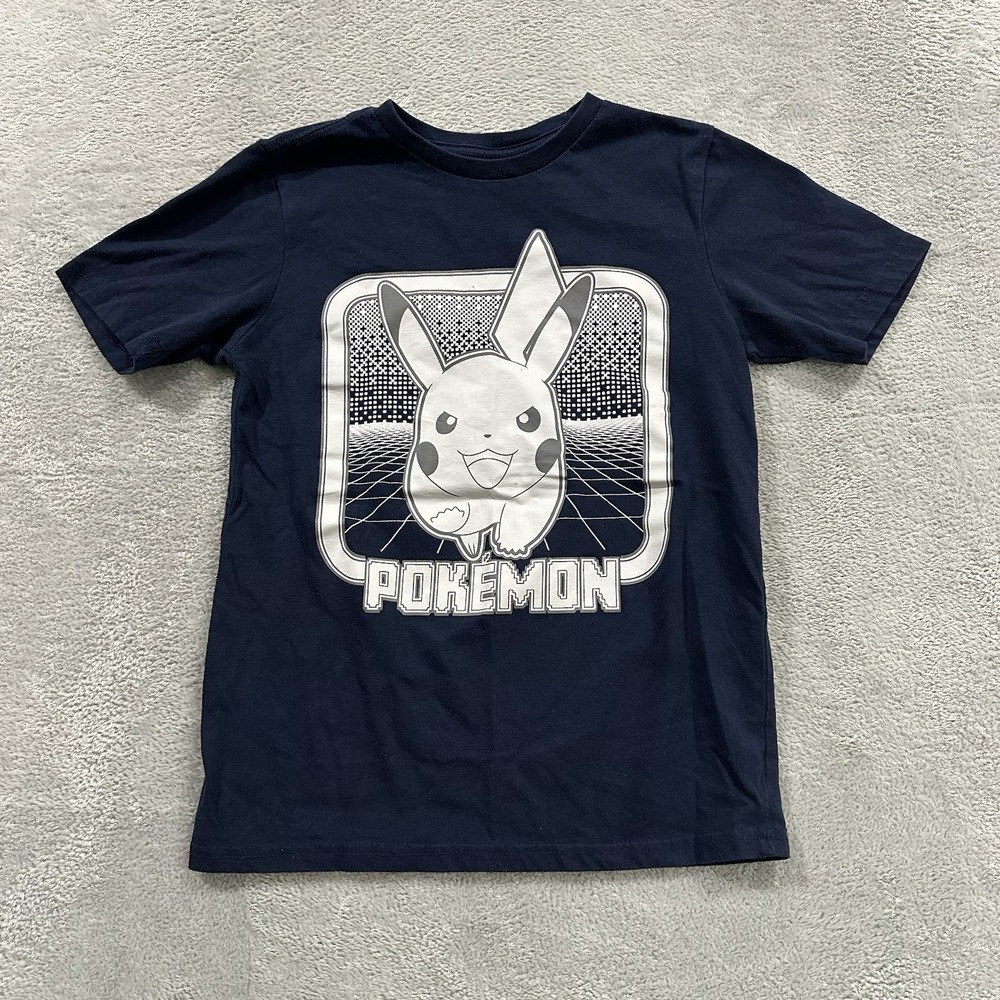 Pokemon Tee TShirt Boys M 8 Blue Short Sleeve Pikachu Graphic